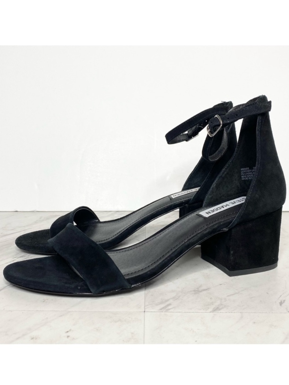 New! Steve Madden Irenee Black Suede Heeled Sandal 10M